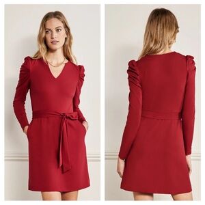 BOGO! Boden Puff Sleeve Jersey Dress in Winter Berry Red Size 6